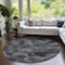 Homeroots 8' Gray Charcoal And Silver Round Abstract Washable Indoor Outdoor Area Rug 587136 - alternate 7