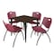 Regency Square Kahlo Breakroom Table W/ 4 M Stack Chairs, 30 in W, 30 in L, Neo Walnut TPL3030NWBK47BY - alternate 1