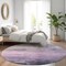 Homeroots 8' Lavender And Lilac Round Striped Washable Indoor Outdoor Area Rug 610897 - alternate 4