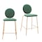 Homeroots Set of Two 26" Green and Gold Velvet and Steel Counter Height Bar Chairs, 2PK 555702 - alternate 1