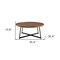 Homeroots 35" Brown and Black Wood And Metal Round Frame Coffee Table 370462 - alternate 5