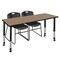 Regency Kee Mobile Adjustable Classroom Table W/ 2 Zeng Stack Chairs, 66 in W, 30 in L, Noble Oak MT6630NOAPCBK44BK - alternate 1