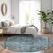 Homeroots 8' Blue And Gray Round Medallion Washable Indoor Outdoor Area Rug 616054 - alternate 4
