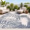 Jonathan Y Tropics Palm Leaves Cream/Dark Blue 4 ft. x 6 ft. Indoor/Outdoor Area Rug AMC100F-4 - alternate 1