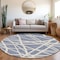 Homeroots 8' Denim Blue And Ivory Round Geometric Washable Indoor Outdoor Area Rug 600440 - alternate 4