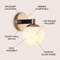 Jonathan Y Modernist Globe 5.75" 1-Light Metal/Frosted Glass Modern Contemporary LED Vanity, Brass Gold/Black JYL3540A - alternate 6
