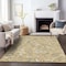Homeroots 5' X 8' Wheat Blue And Ivory Floral Washable Indoor Outdoor Area Rug 597855 - alternate 7