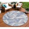 Homeroots 8' Denim Blue Round Geometric Washable Indoor Outdoor Area Rug 608060 - alternate 1