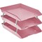 Acrimet Facility 3 Tier Letter Tray Front Load Size Desktop File Organizer Plastic Solid Pink 265.RO - alternate 1