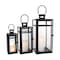 Homeroots Set of Three Clear And Black Glass And Stainless Steel Tabletop Lantern Candle Holders, 3PK 719760 - alternate 1