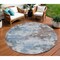 Homeroots 8' Brown And Sky Blue Round Abstract Washable Indoor Outdoor Area Rug 631965 - alternate 1