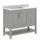 Flash Furniture Vega 42in. Vanity w/Sink, Cabinet w/Gold Hardware, Open Shelf & 3 Drawers, Marble Counter, Gry/Wht FS-VEGA42-GY-HDGLD-GG - alternate 7