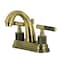 Kingston Brass Knurled Double-Handle 4" Centerset Bathroom Faucet with Brass Pop-Up, Antique Brass KS8613KNL - alternate 1
