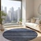 Homeroots 8' Denim Blue And Gray Round Striped Washable Indoor Outdoor Area Rug 577765 - alternate 3