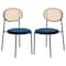 Leisuremod Euston Wicker Dining Chair with Velvet Round Seat, Navy Blue, 2PK EC17NBU2 - alternate 1