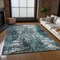 Homeroots 5' X 8' Teal Blue Gray And Charcoal Abstract Washable Indoor Outdoor Area Rug 582927 - alternate 4