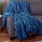 Lavish Home Oversized Faux Fur Blanket 60x80-Inch Ruched Polyester Fur Blanket Queen Blanket for Bed, Blue HT-THROW1-BLU - alternate 4