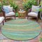 Homeroots 8' Teal Blue Pink And Peach Round Abstract Washable Indoor Outdoor Area Rug 631253 - alternate 4