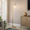 Homeroots 67" Brass Reading Floor Lamp With Clear Transparent Glass Drum Shade 523401 - alternate 8