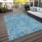 Homeroots 9' X 12' Teal Blue And Ivory Abstract Washable Indoor Outdoor Area Rug 599764 - alternate 5