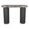 Homeroots 43" Black and Gold Genuine Marble and Steel Double Pedestal Console Table 668882 - alternate 7