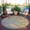 Homeroots 8' Gray Round Abstract Washable Indoor Outdoor Area Rug 608827 - alternate 4