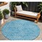 Homeroots 8' Teal Blue And Ivory Round Abstract Washable Indoor Outdoor Area Rug 599762 - alternate 1