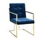 Homeroots Set of Two Tufted Navy Blue and Gold Upholstered Velvet Dining Arm Chairs 543520 - alternate 4