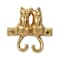 Homeroots Two Hook 5in Gold Cast Iron Cats Wall Hooks 724074 - alternate 1