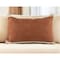 Homeroots 16" X 24" Cinnamon And Natural Striped Cotton Lumbar Throw Pillow With Texture 549451 - alternate 1