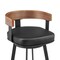 Armen Living Idris 26in Swivel Counter Stool in Black Iron with Walnut Finish and Vintage Black Faux Leather LCIDBABLKWA26 - alternate 5