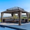 Sunjoy Kingston 16x12 Gazebo, Steel & PC Roof Hardtop Gazebo with Curtain and Netting, Brown Aluminum Posts A10204388200 - alternate 1