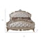 Homeroots Antiqued White Wood And Tufted Silk Queen Bed Frame With Nailhead Trim 347173 - alternate 3