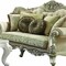 Homeroots 72in Green And Light Green Polyester Blend Damask Chesterfield Loveseat and Toss Pillows 348215 - alternate 3