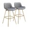 Homeroots Set of Two 29" Gray and Gold Velvet and Metal Low Back Bar Height Swivel Bar Chairs 543456 - alternate 4