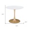 Homeroots 35" White and Gold Wood and Steel Pedestal Base Round Top Dining Table 602233 - alternate 6
