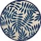 Homeroots 8' Navy Blue And Ivory Round Botanical Leaves Indoor Outdoor Area Rug 546666 - alternate 1