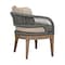 Armen Living Orbit Outdoor Patio Dining Chair in Weathered Eucalyptus Wood with Gray Rope and Taupe Cushions LCORSIEUCTP - alternate 4