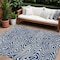 Homeroots 10' X 14' Navy Blue And Ivory Abstract Washable Indoor Outdoor Area Rug 598985 - alternate 1