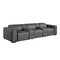 Homeroots 130" Dark Gray Top Grain Leather Reclining Metal USB Sofa 720399 - alternate 5