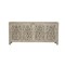 Homeroots 78in Gray Distressed Solid Wood Carved Floral Sideboard with Four Doors 569594 - alternate 1