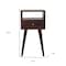 Homeroots 22" Walnut Solid Wood Square One Drawer Nightstand 651539 - alternate 12
