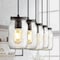 Jonathan Y Gaines 33.25" 5-Light Farmhouse Industrial Iron Mason Jar Linear LED Pendant, Oil Rubbed Bronze/Clear JYL7803A - alternate 9