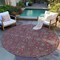 Homeroots 8' Merlot Gray And Taupe Round Floral Washable Indoor Outdoor Area Rug 582286 - alternate 4