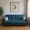 Homeroots 87" Blue Microfiber And Faux Leather Sleeper Sofa And Toss Pillows With Brown Legs 607176 - alternate 5