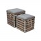 Homeroots Set Of 2 Square Gray Linen Fabric And Wood Slats Storage Benches 379838 - alternate 4
