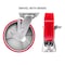Hyw Products Heavy Duty Caster 8in Red Polyurethane on Cast Iron Wheel, Swivel with Brake 40-80S-A1-PC-TB(R) - alternate 3