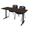 Regency Cain T-Base Training Seminar Table W/ 2 M Stack Chairs, 72 in W, 24 in L, Neo Walnut MTRCT7224NW47BK - alternate 1