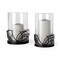 Homeroots Set of Two Black Botanical Leaf Glass And Metal Tabletop Hurricane Candle Holders, 2PK 608520 - alternate 1