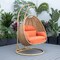 Leisuremod Mendoza Light Brown Wicker Hanging 2 person Egg Swing Chair with Orange Cushions MSCLBR-53OR - alternate 5